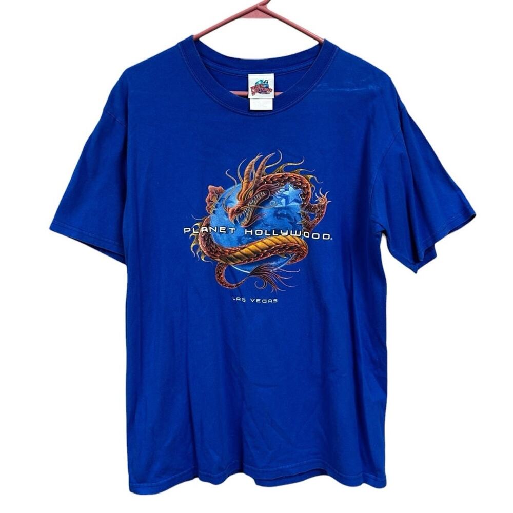 Vintage Planet Hollywood Las Vegas Blue Orange Dragon Short Sleeve Tee Medium